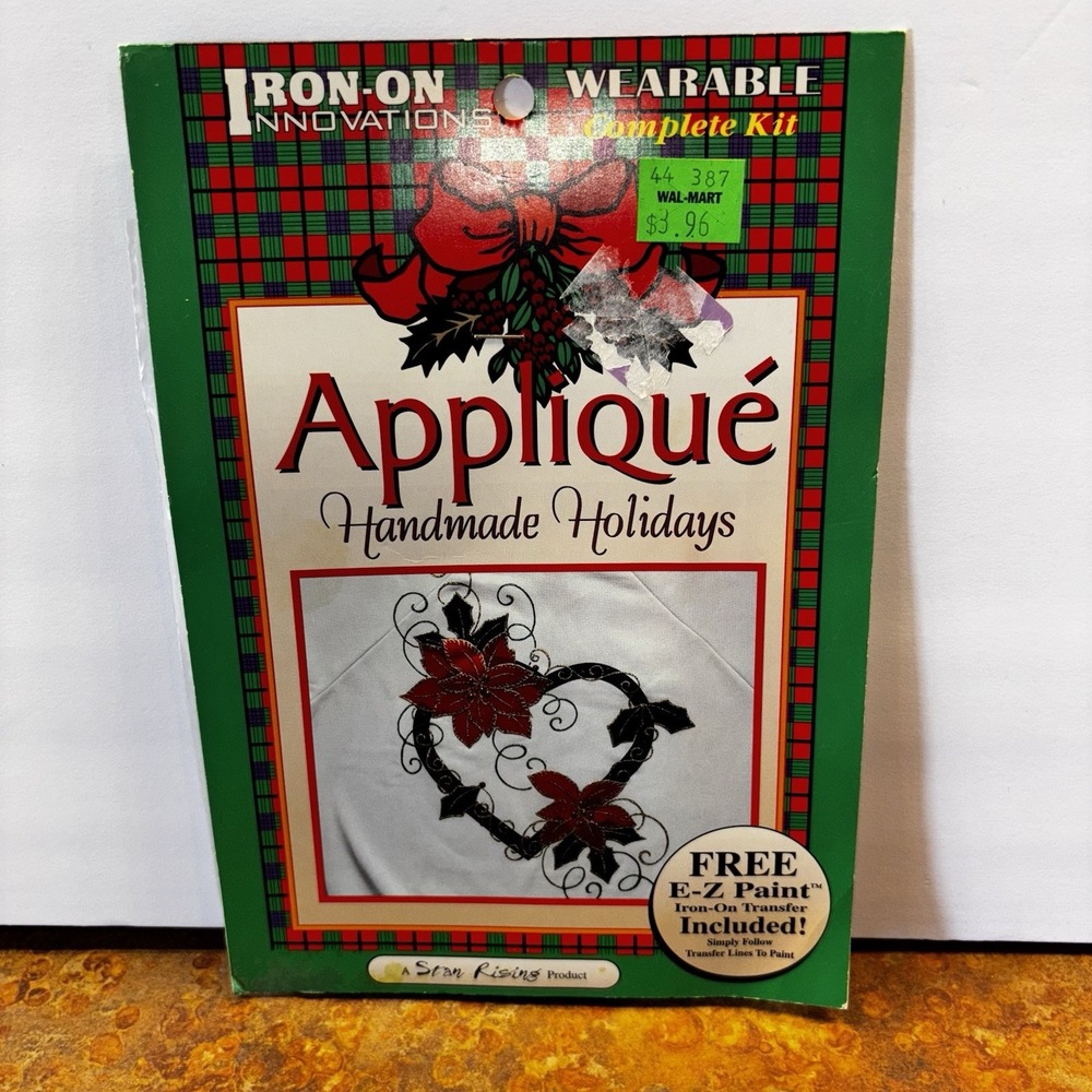 Vintage 1997 Holiday Appliqué Poinsettia Heart Iron On Stan Rising Sealed